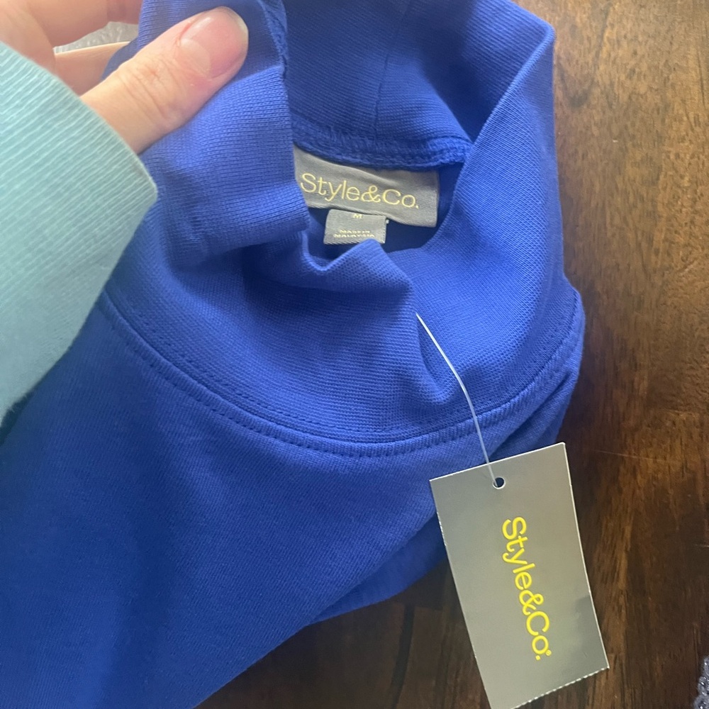 Blue turtleneck